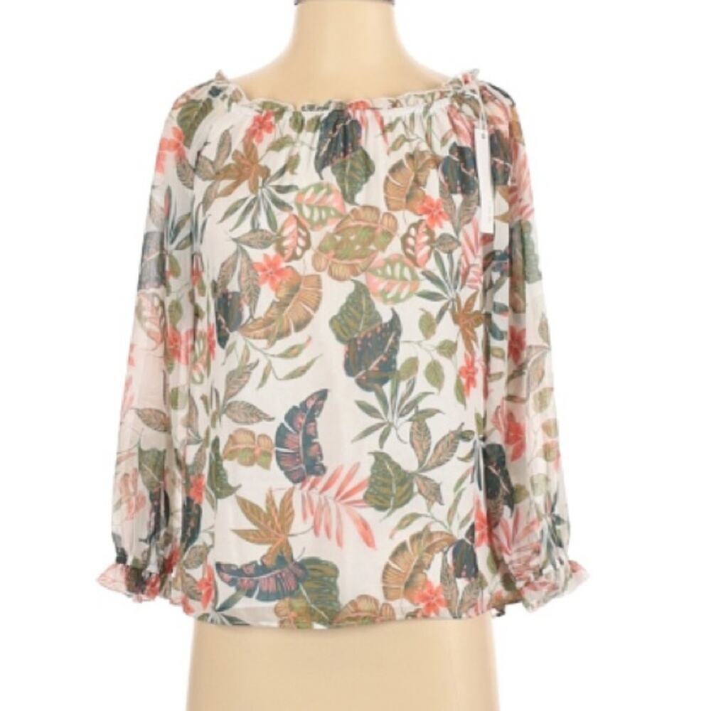Drew White Floral Denise Off Shoulder Blouse Womens Small Romantic Revolve Top